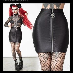 NWT KILLSTAR “BROKE LOOSE” Black Zipper Mini Skirt